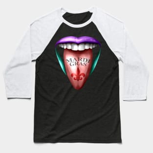 Out Stretched Tongue For Mardi Gras Baseball T-Shirt